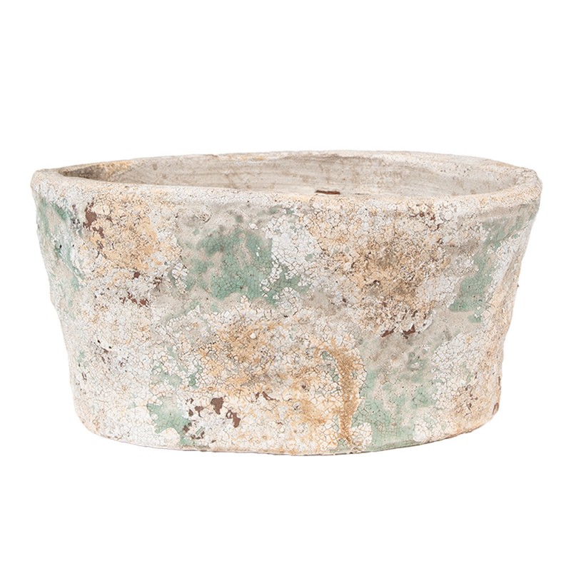 6TE0533M Planter 22x13x11 cm Beige Green Terracotta