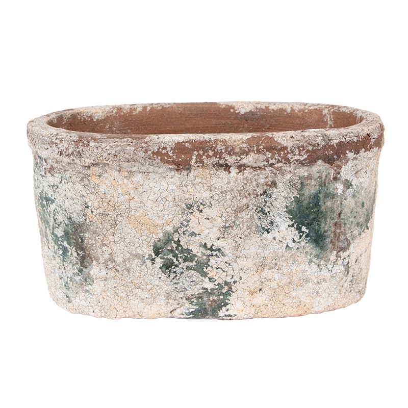 6TE0534M Planter 20x11x10 cm Beige Green Terracotta