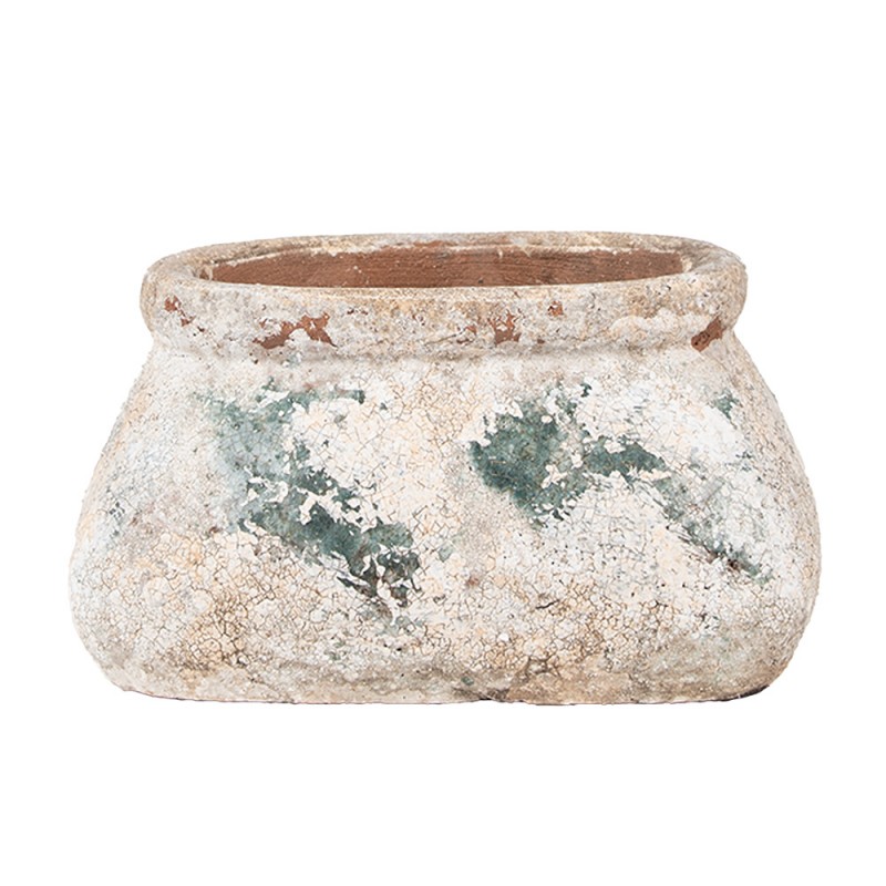 6TE0536S Planter 17x13x9 cm Beige Green Terracotta