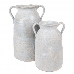 26TE0537S Vase 15x12x20 cm Grey Terracotta Decorative Vase