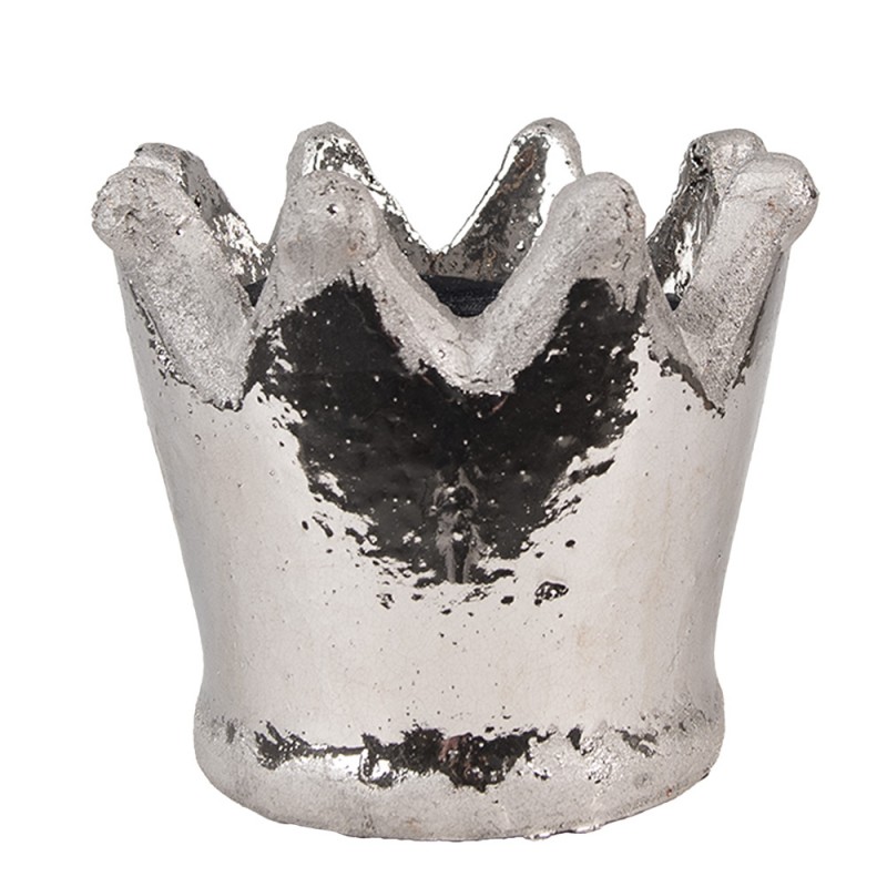 6TE0540M Planter Crown Ø 15x14 cm Silver colored Terracotta