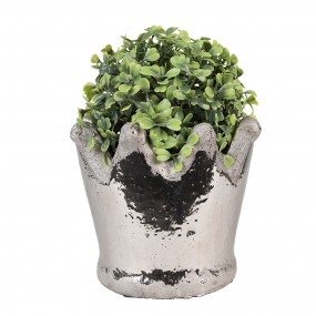 26TE0540M Blumentopf Krone Ø 15x14 cm Silberfarbig Terrakotta