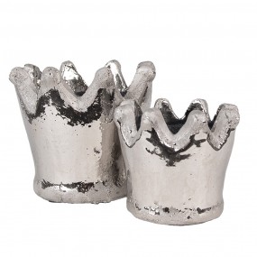 26TE0540M Planter Crown Ø 15x14 cm Silver colored Terracotta