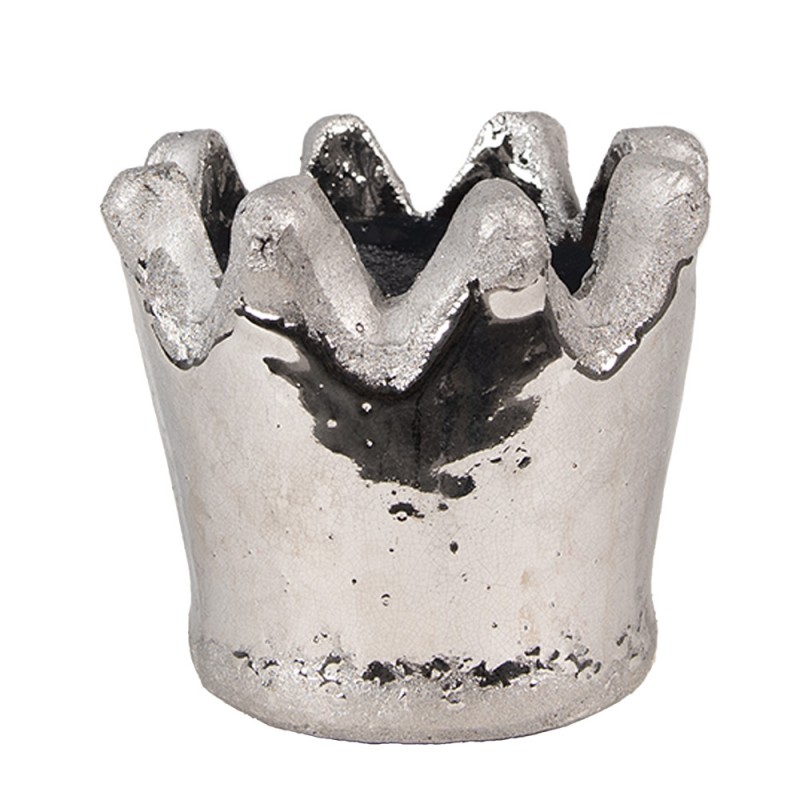 6TE0540S Planter Crown Ø 12x10 cm Silver colored Terracotta