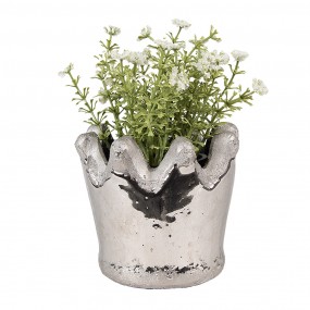 26TE0540S Planter Crown Ø 12x10 cm Silver colored Terracotta