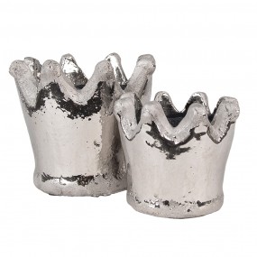 26TE0540S Planter Crown Ø 12x10 cm Silver colored Terracotta