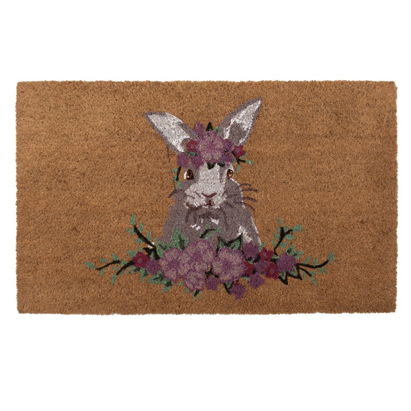 FEBMC Door Mat 75x45 cm Brown PVS Coconut Fiber Rabbit Coconut Mat