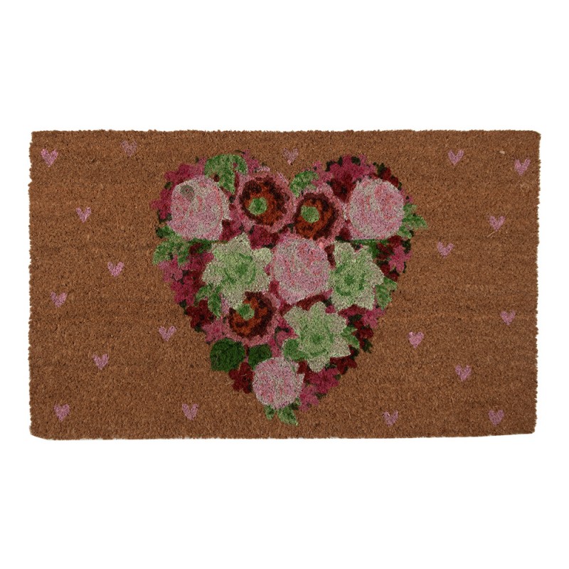 MC251 Deurmat 75x45 cm Bruin Kokosvezel PVC Bloemen Kokosmat