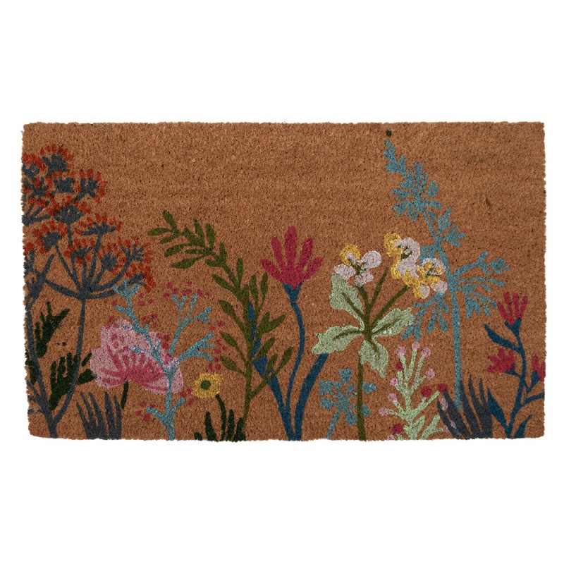 WFFMC Deurmat 75x45 cm Bruin Kokosvezel PVC Bloemen Kokosmat