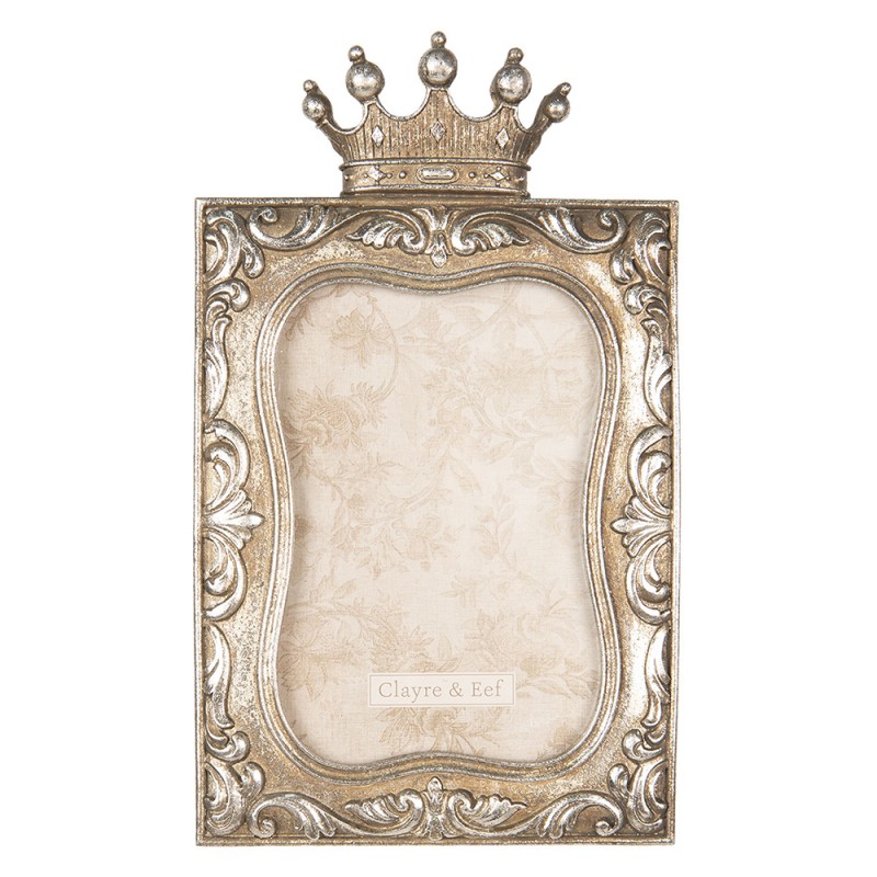 2F0598 Photo Frame 10x15 cm Gold colored Plastic Crown Rectangle Picture Frame