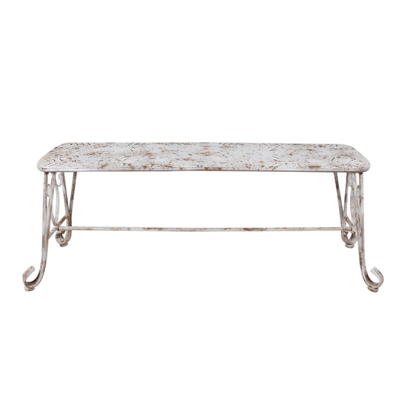 5Y1235 Banc de jardin 117x37x42 cm Blanc Marron Fer