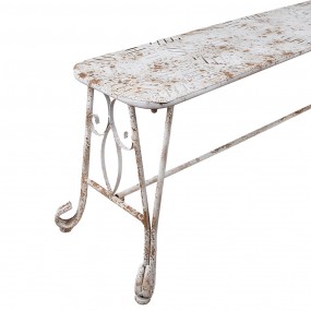 25Y1235 Banc de jardin 117x37x42 cm Blanc Marron Fer