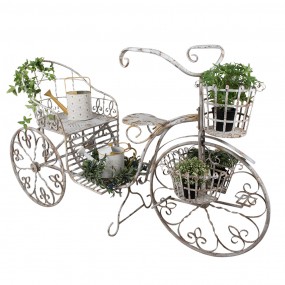 25Y1237 Supporto per piante Bicicletta 183x65x119 cm Bianco Marrone  Ferro Decorazione da giardino