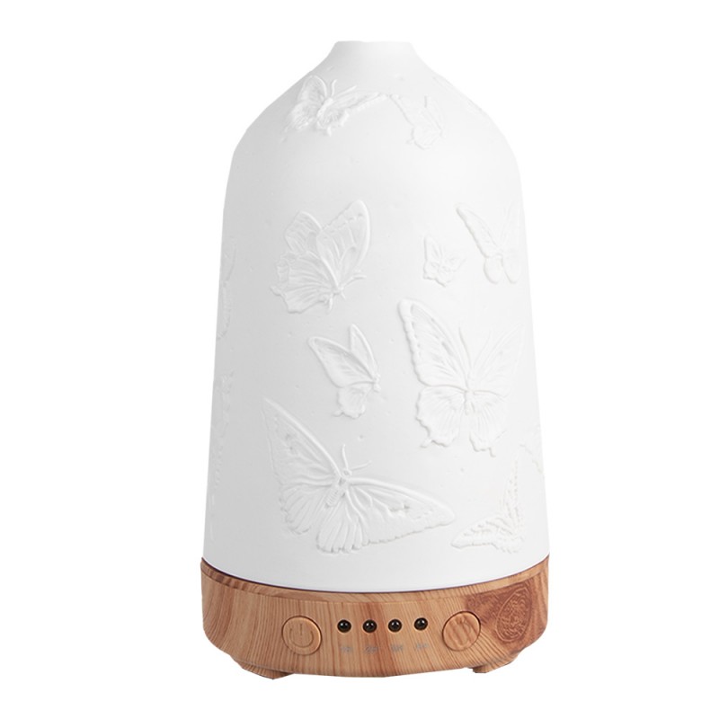 6CE1839 Aroma diffuser Ø 9x17 cm White Porcelain Butterflies