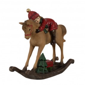 26PR4181 Figurine décorative Cheval à bascule 19x8x26 cm Marron Plastique