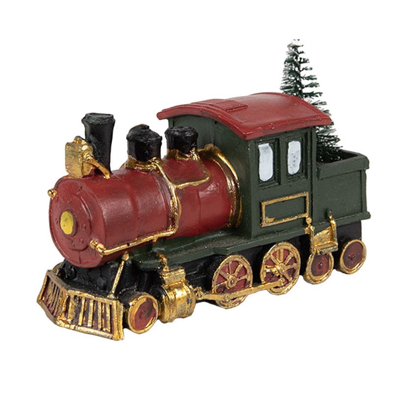 6PR4335 Decoratie Trein 11x5x7 cm Rood Groen Kunststof Kerstdecoratie