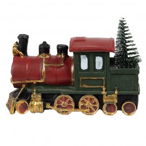 26PR4335 Decoratie Trein 11x5x7 cm Rood Groen Kunststof Kerstdecoratie