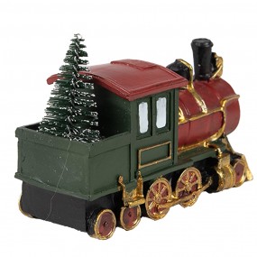 26PR4335 Decoratie Trein 11x5x7 cm Rood Groen Kunststof Kerstdecoratie