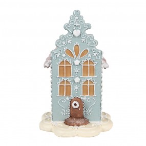 26PR4356 Gingerbread house 20 cm Blauw Kunststof Peperkoekhuisje