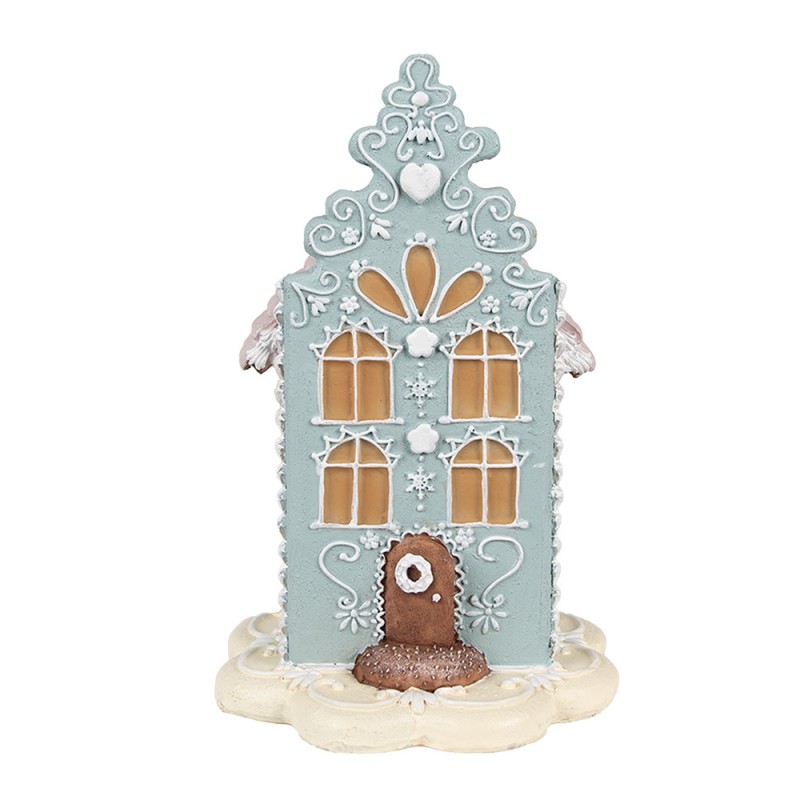 6PR4356 Gingerbread house 20 cm Blauw Kunststof Peperkoekhuisje