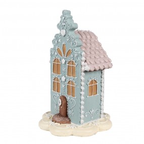 26PR4356 Gingerbread house 20 cm Blauw Kunststof Peperkoekhuisje