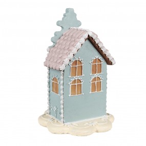 26PR4356 Gingerbread house 20 cm Blauw Kunststof Peperkoekhuisje