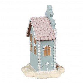 26PR4356 Gingerbread house 20 cm Blauw Kunststof Peperkoekhuisje