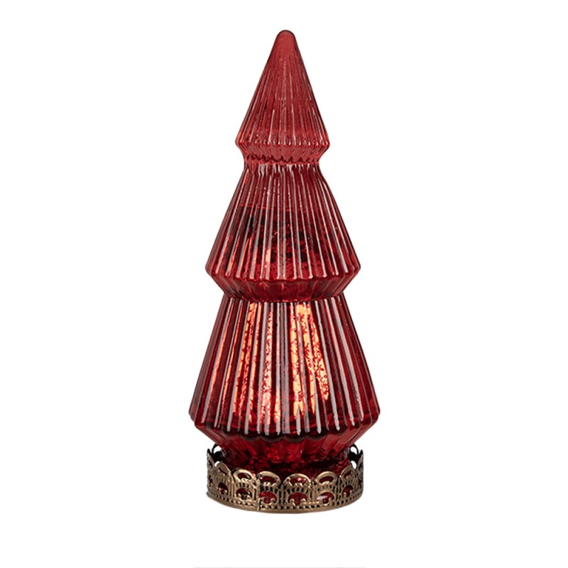 6GL4569R Christmas Decoration with LED Lighting Christmas Tree Ø 7x16 cm Red Glass