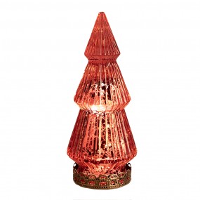 26GL4569R Christmas Decoration with LED Lighting Christmas Tree Ø 7x16 cm Red Glass