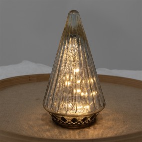 26GL4571ZI Kerstdecoratie met LED-verlichting Kerstboom Ø 11x19 cm Zilverkleurig Glas