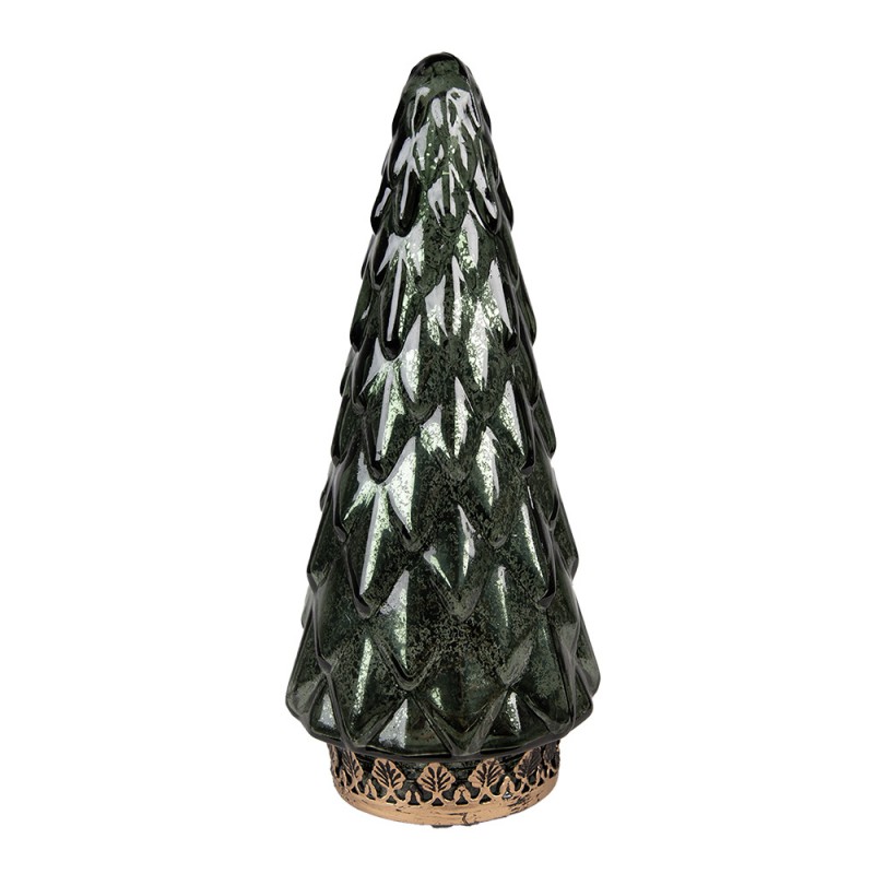 6GL4572GR Christmas Decoration with LED Lighting Christmas Tree Ø 11x24 cm Green Glass