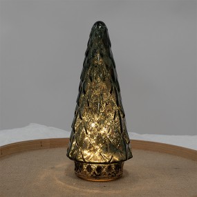 26GL4572GR Décoration de Noël avec éclairage LED Sapin de Noël Ø 11x24 cm Vert Verre