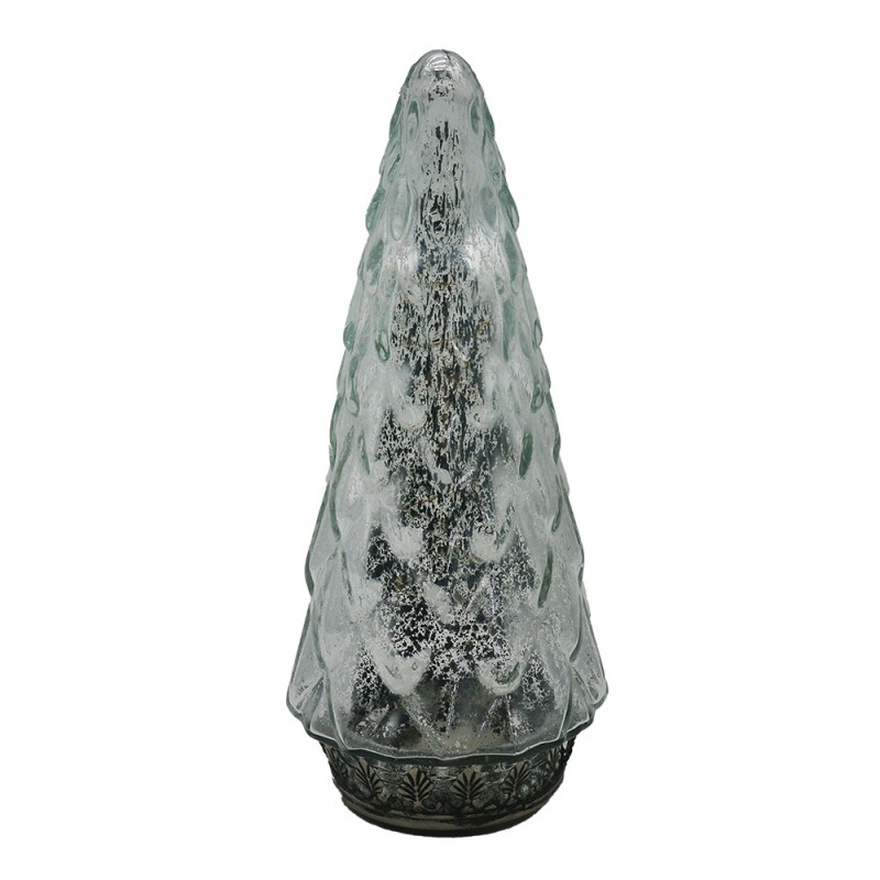 6GL4572ZI Décoration de Noël avec éclairage LED Sapin de Noël Ø 11x24 cm Couleur argent Verre