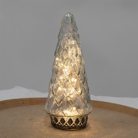 26GL4572ZI Christmas Decoration with LED Lighting Christmas Tree Ø 11x24 cm Silver colored Glass