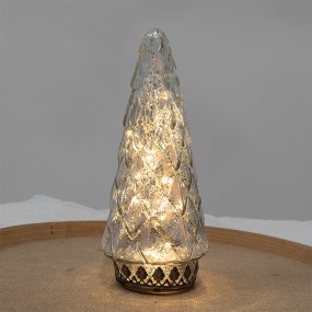 26GL4572ZI Weihnachtsdekoration mit LED-Beleuchtung Weihnachtsbaum Ø 11x24 cm Silberfarbig Glas