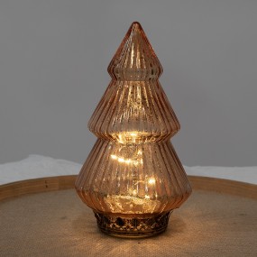 26GL4573KO Kerstdecoratie met LED-verlichting Kerstboom Ø 13x23 cm Koperkleurig Glas