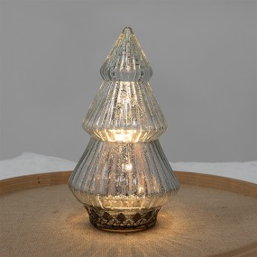 26GL4573ZI Kerstdecoratie met LED-verlichting Kerstboom Ø 13x23 cm Zilverkleurig Glas