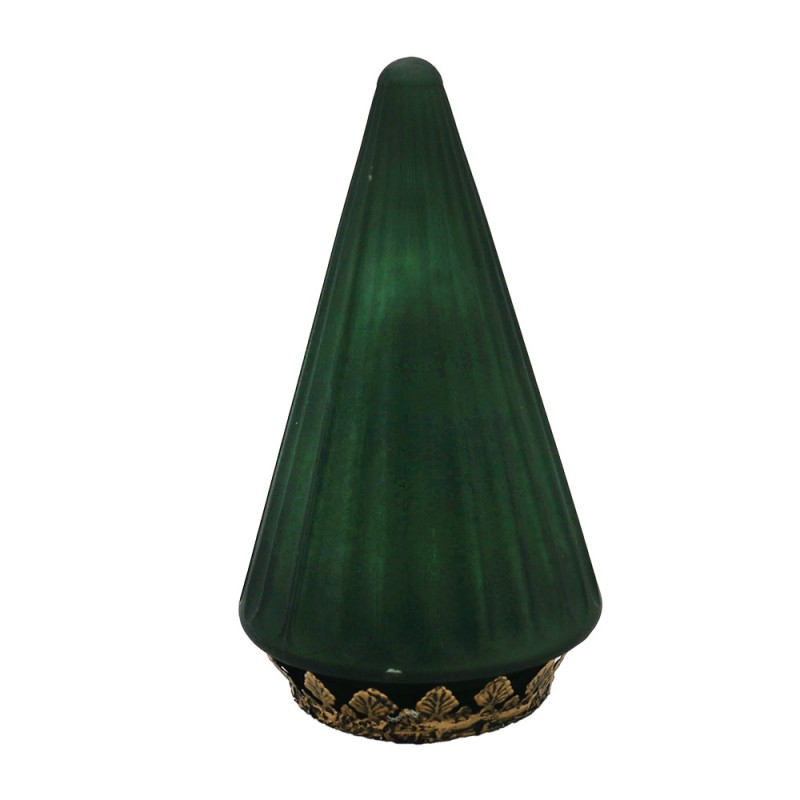 6GL4576 Décoration de Noël avec éclairage LED Sapin de Noël Ø 11x19 cm Vert Verre