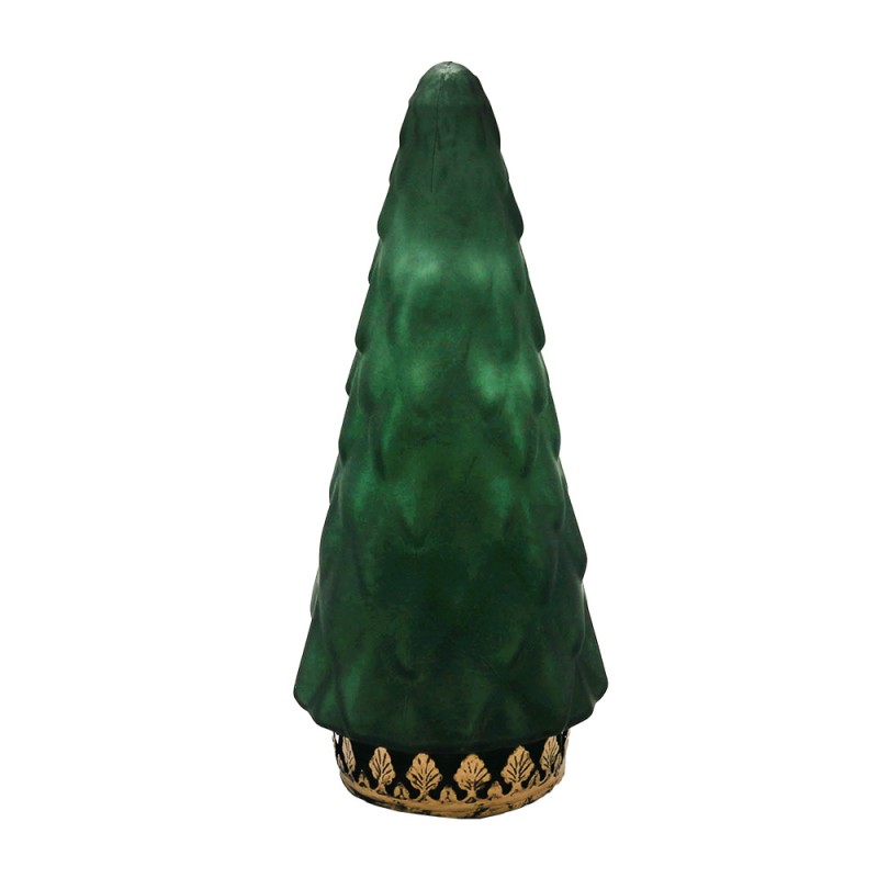 6GL4580 Décoration de Noël avec éclairage LED Sapin de Noël Ø 11x24 cm Vert Verre