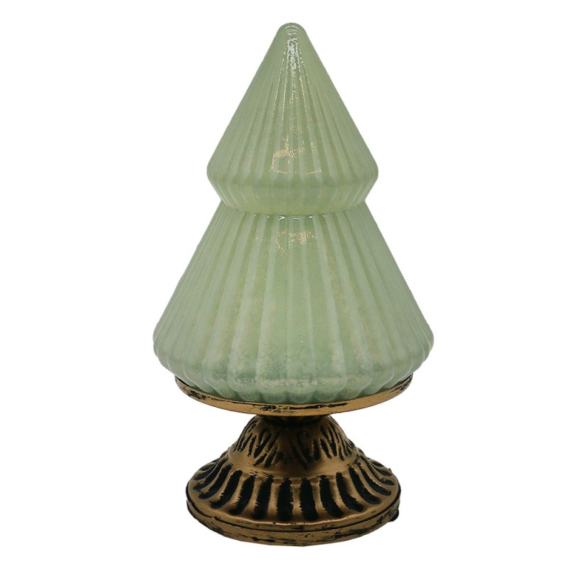 6GL4581 Décoration de Noël avec éclairage LED Sapin de Noël Ø 10x18 cm Vert Verre