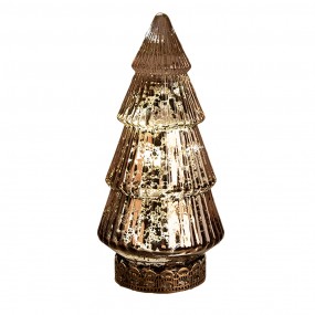 26GL4603 Décoration de Noël avec éclairage LED Sapin de Noël Ø 8x16 cm Marron Verre