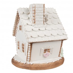 26PR4349 Gingerbread house met LED 17 cm Wit Kunststof Peperkoekhuisje