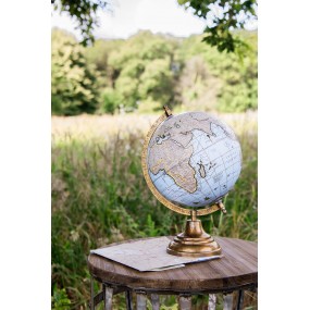 264908 Wereldbol  22x33 cm Blauw Hout Metaal Globe