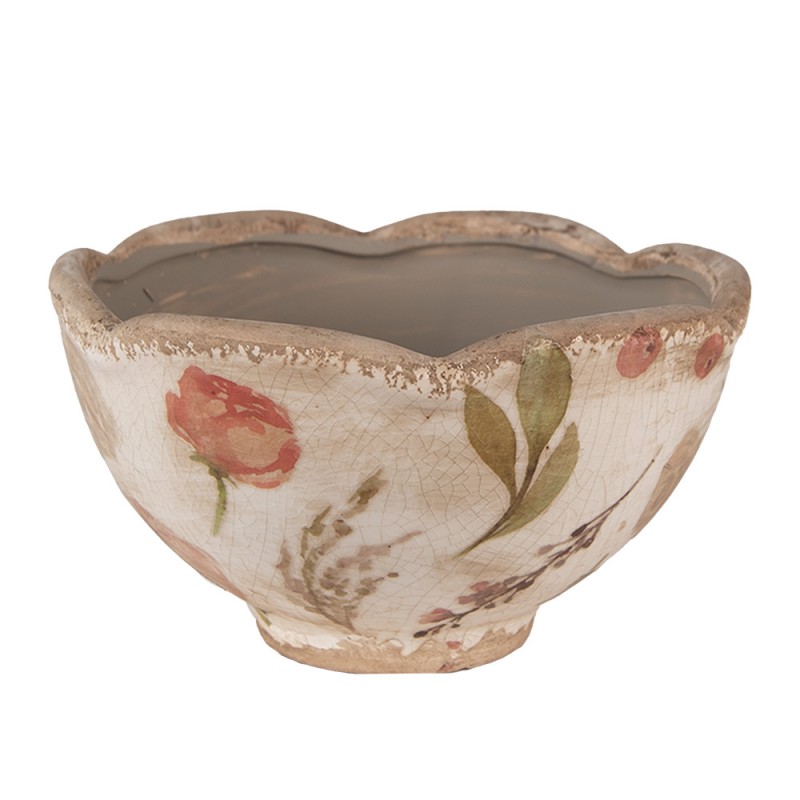 6CE1626S Pot de fleurs Ø 16x9 cm Beige Rose Céramique Fleurs Pot de fleurs d'intérieur