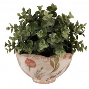 26CE1626S Planter Ø 16x9 cm Beige Pink Ceramic Flowers Indoor Planter