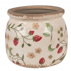 26CE1632M Bloempot  Ø 16x13 cm Beige Rood Keramiek Aardbeien Bloempot Binnen