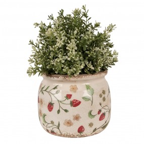 26CE1632M Bloempot  Ø 16x13 cm Beige Rood Keramiek Aardbeien Bloempot Binnen