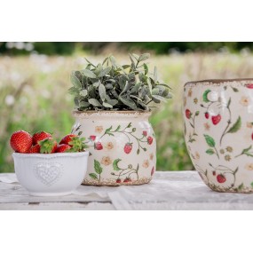 26CE1632M Bloempot  Ø 16x13 cm Beige Rood Keramiek Aardbeien Bloempot Binnen