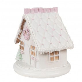 26PR4348 Gingerbread house met LED 13 cm Wit Kunststof Peperkoekhuisje