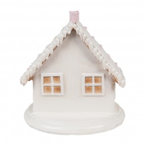 26PR4348 Gingerbread house met LED 13 cm Wit Kunststof Peperkoekhuisje